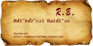 Rákóczi Balázs névjegykártya